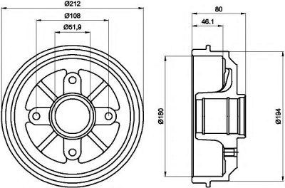 HELLA PAGID 8dt355301281 -  Тормозной барабан